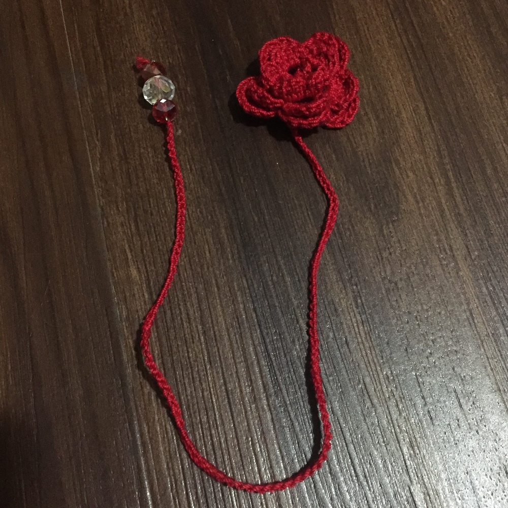 Crochet Small Rose Cotton Bookmark-Handmade
